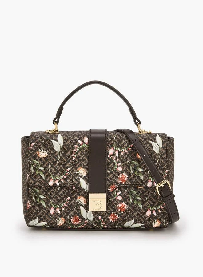 Flora Bella By Shoexpress Flora Bella Monogram Print Satchel Bag With Button Closure